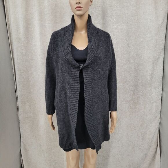 Catherine Malandrino Wool Cashmere Sweater Longline Cardigan Duster Charcoal - Picture 4 of 15